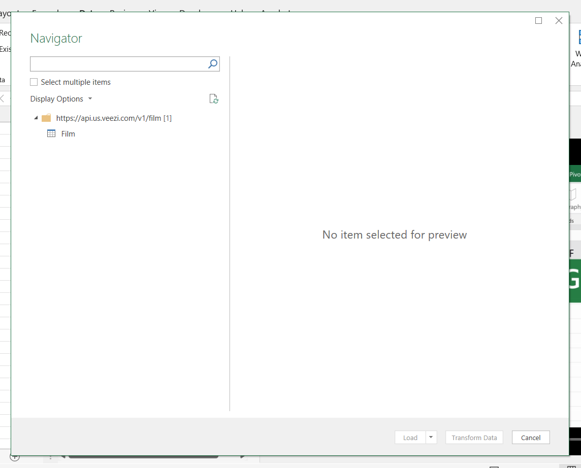 Display Options are displaying
