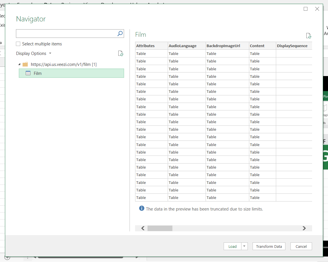 Display Options are displaying