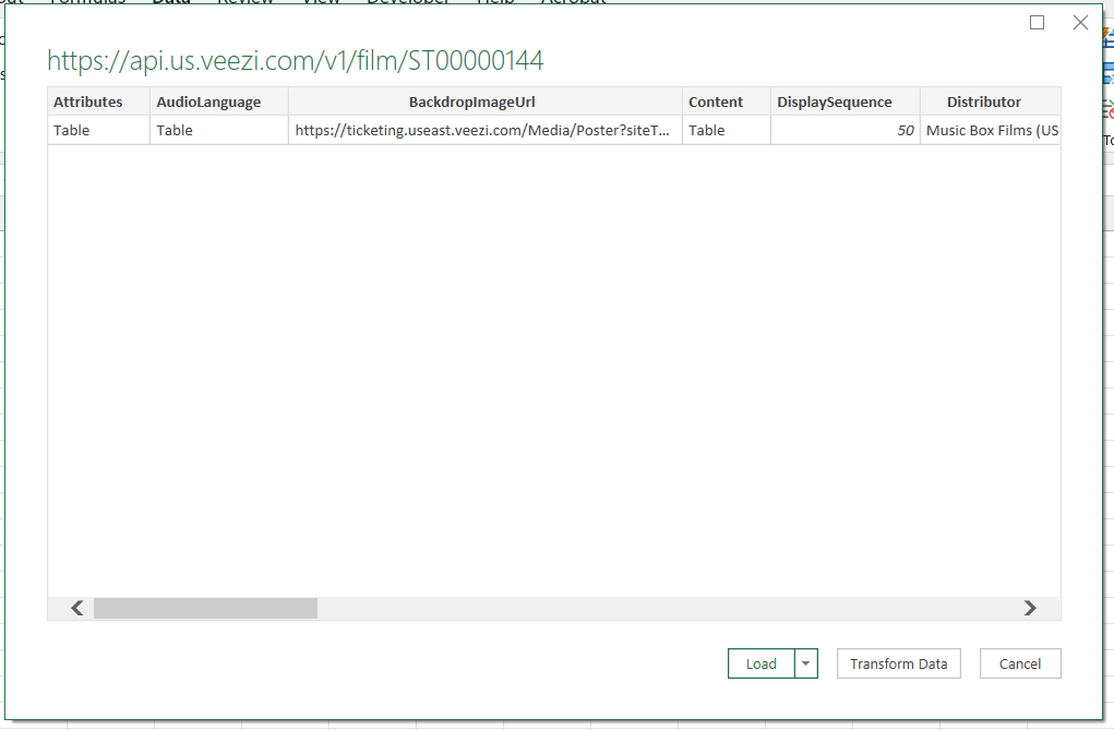 the retrieved data is displayed in this dialog box