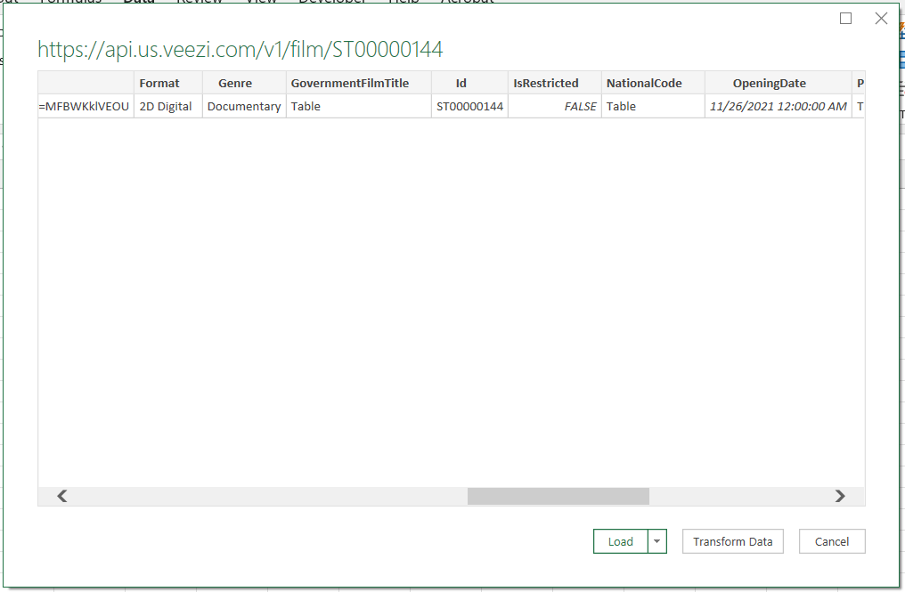 scrolled to the right to display Id ST00000144