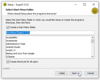 select Start Menu folder
