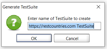 the smaller Generate TestSuite dialog box