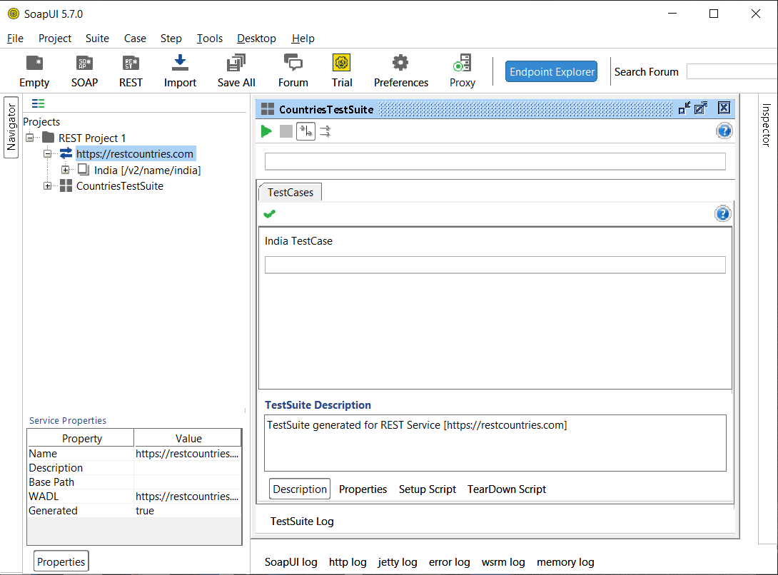 after creating the TestSuite