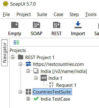 tree view of TestSuite and TestCase