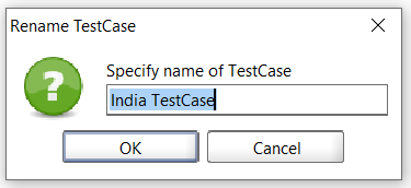 the Rename TestCase dialog box - before