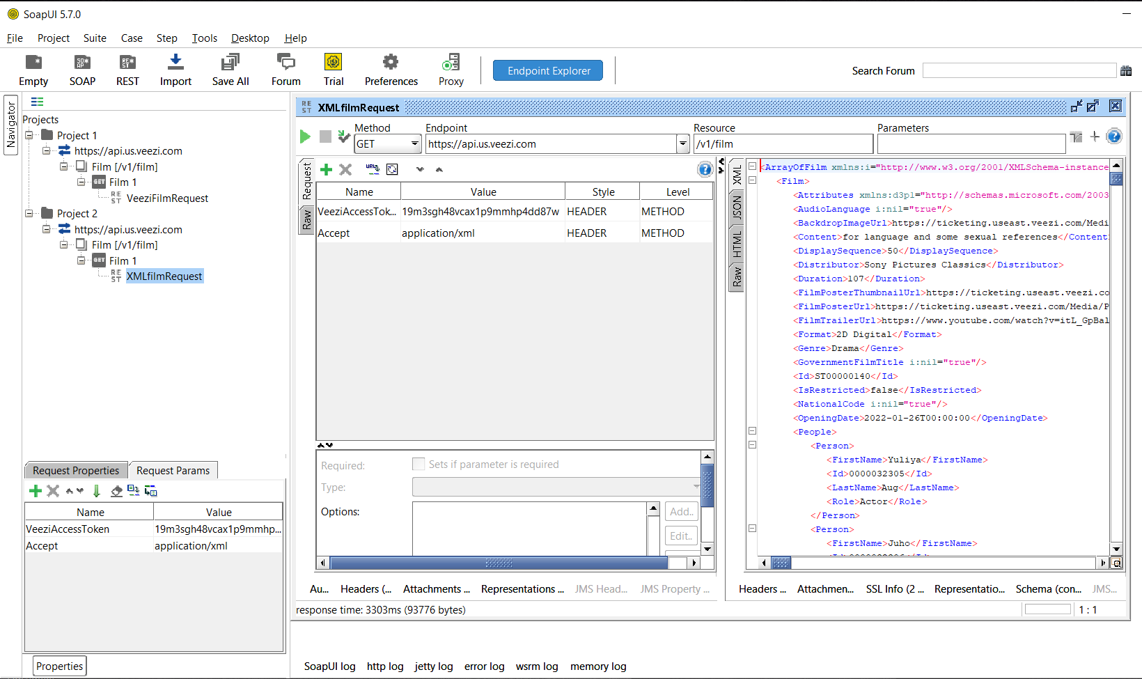 after saving req, I got XML