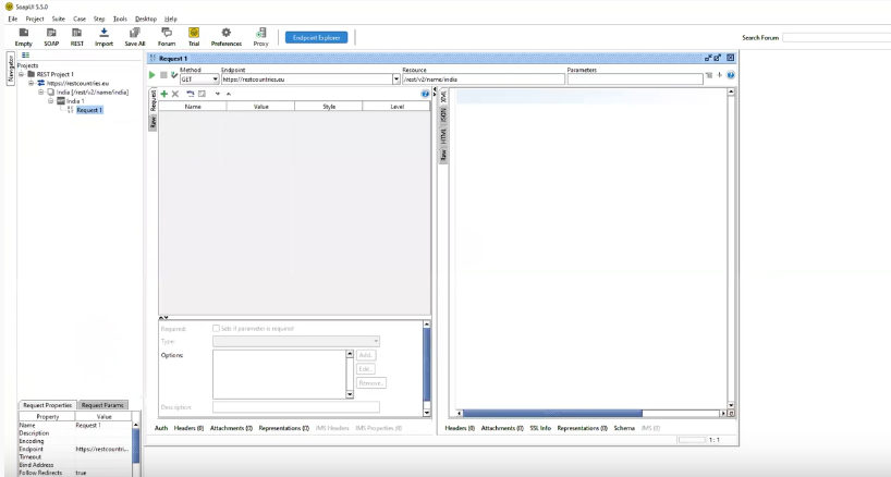 SoapUI for REST (home screen)
