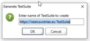 the smaller Generate TestSuite dialog box