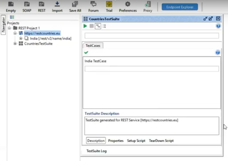 after creating the TestSuite