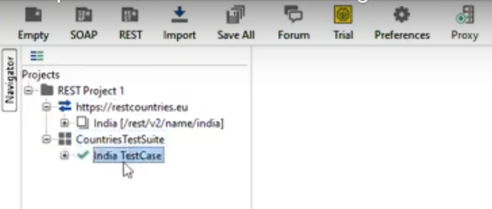 tree view of TestSuite and TestCase