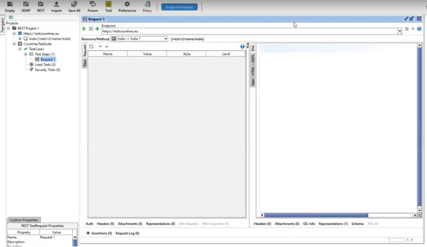 the request and respond panels