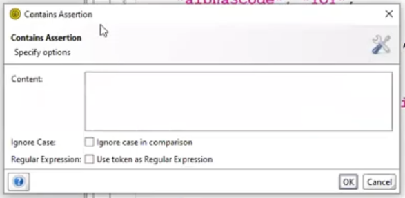 the Contains Assertion dialog box