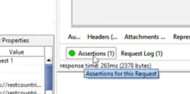 the Assertions(1) button