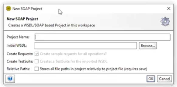 the New SOAP Project dialog box
