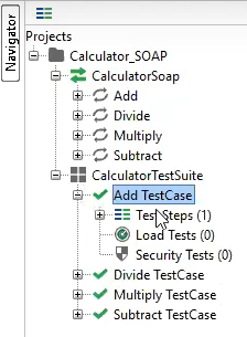 tree view expanded for Add TestCase