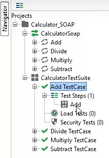tree view expanded for Test Steps(1) under AddTestCase